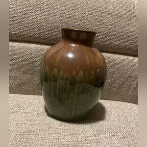 Vintage Studio Art Pottery Flower Vase Brown and Green Ceramic Vase